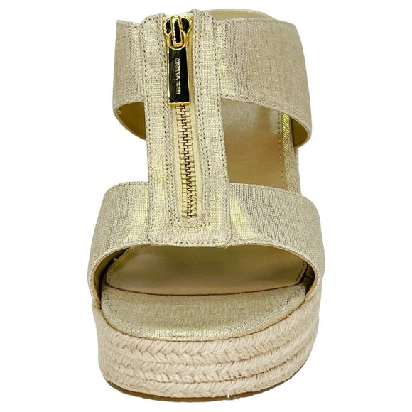 Michael Kors Bradley Gold Shimmer Womens Espadrille Wedge Sandals Size 10M - Picture 6 of 13